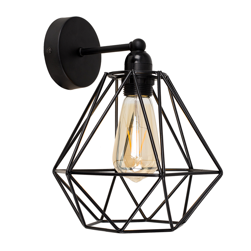 Cambourne Black Steampunk Wall Light With A Black Diablo Shade