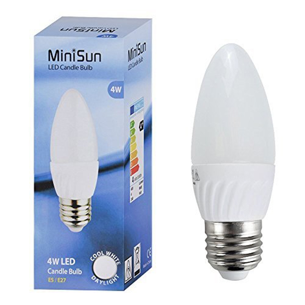 Pack of 2 4W ES E27 Cool White LED Frosted Candle Bulbs