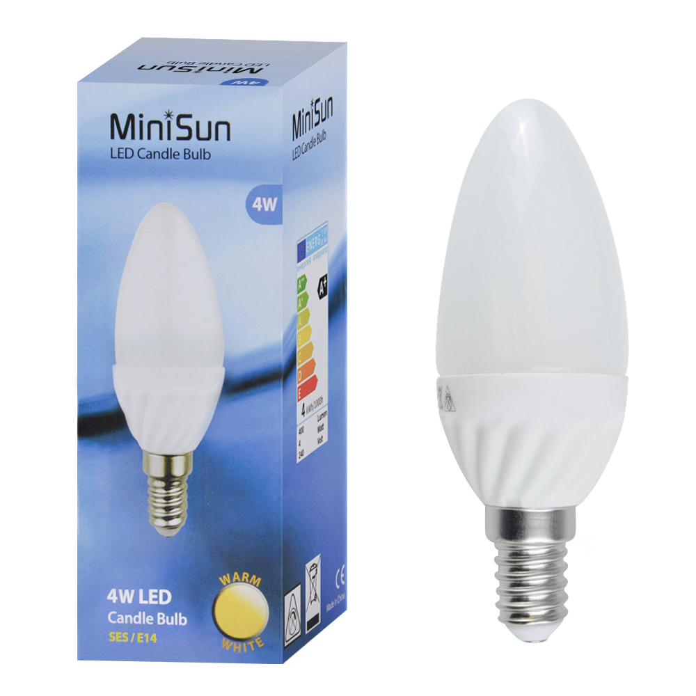 Pack of 2 4W SES E14 Warm White LED Frosted Candle Bulbs