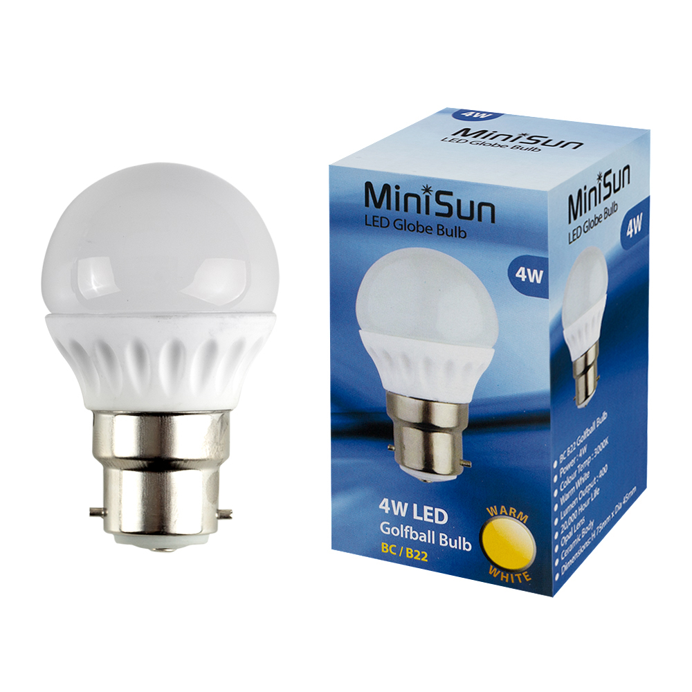 MiniSun 4W BC/B22 Globe Bulb In Warm White