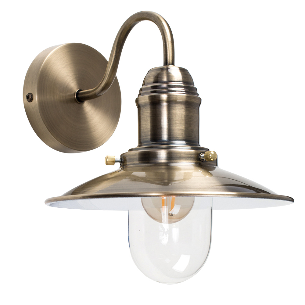 Industrial Style Fisherman 039 S Wall Light In Antique Brass