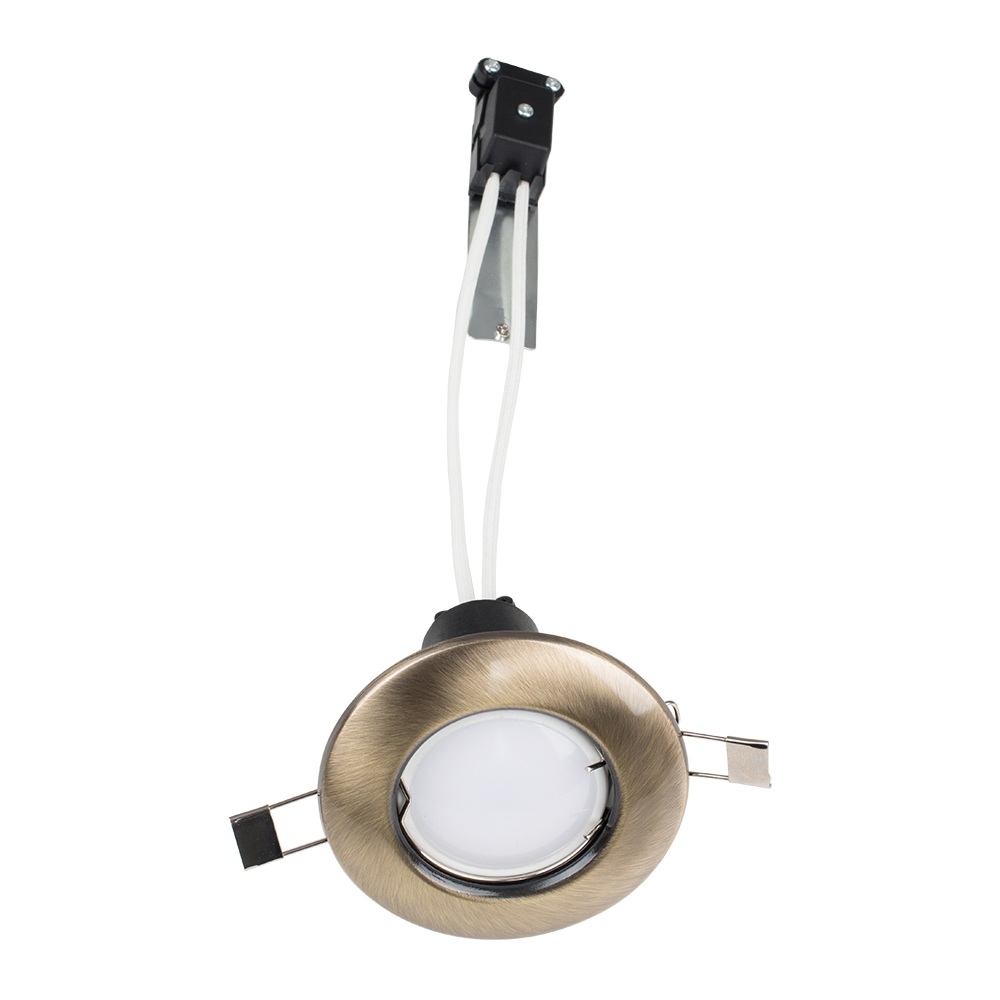 MiniSun Non-Fire Rated Steel Fixed Downlight in Antique Brass
