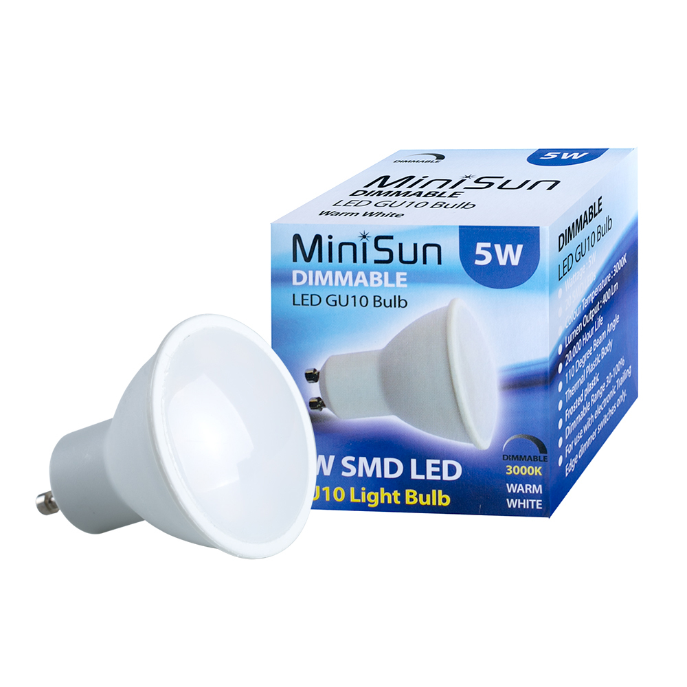 MiniSun GU10 5W LED Bulb in Warm White, Dimmable