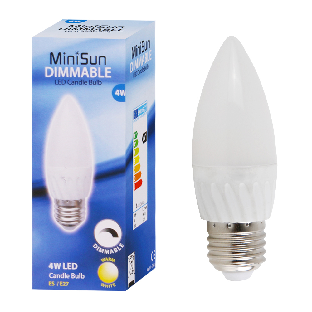 MiniSun 4W ES/E27 Frosted Candle Bulb In WarmWhite - Dimmable