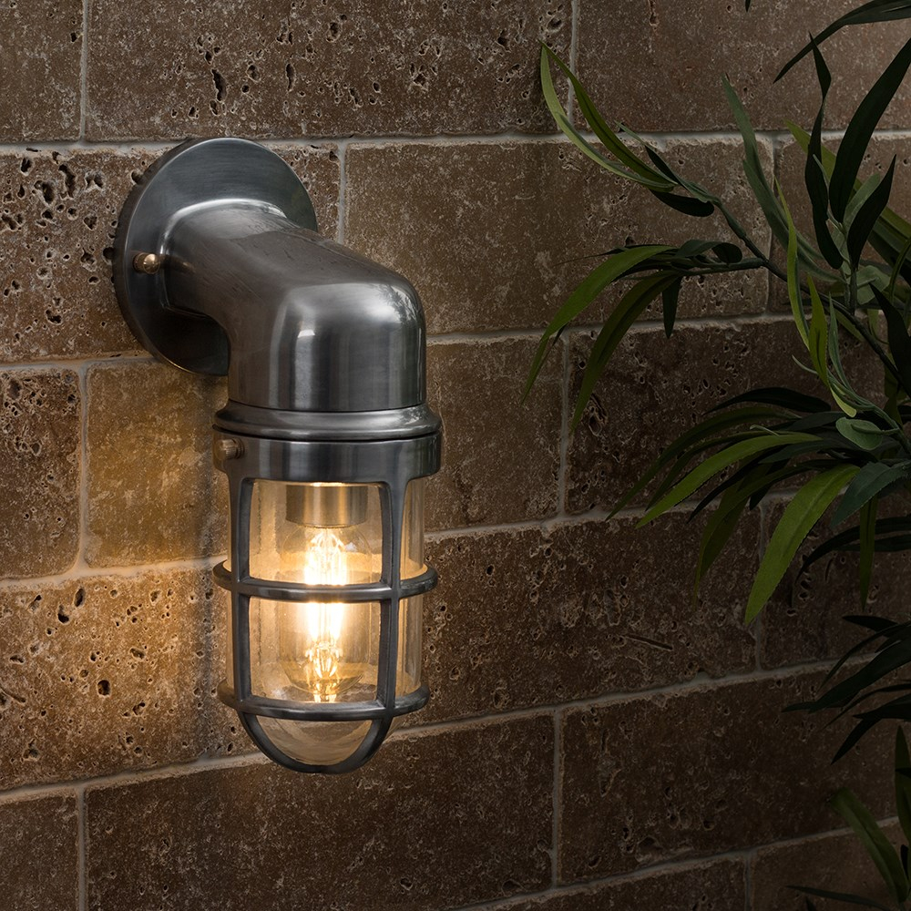 Quay Ip44 Nautical Outdoor Wall Light In Brushed Chrome
