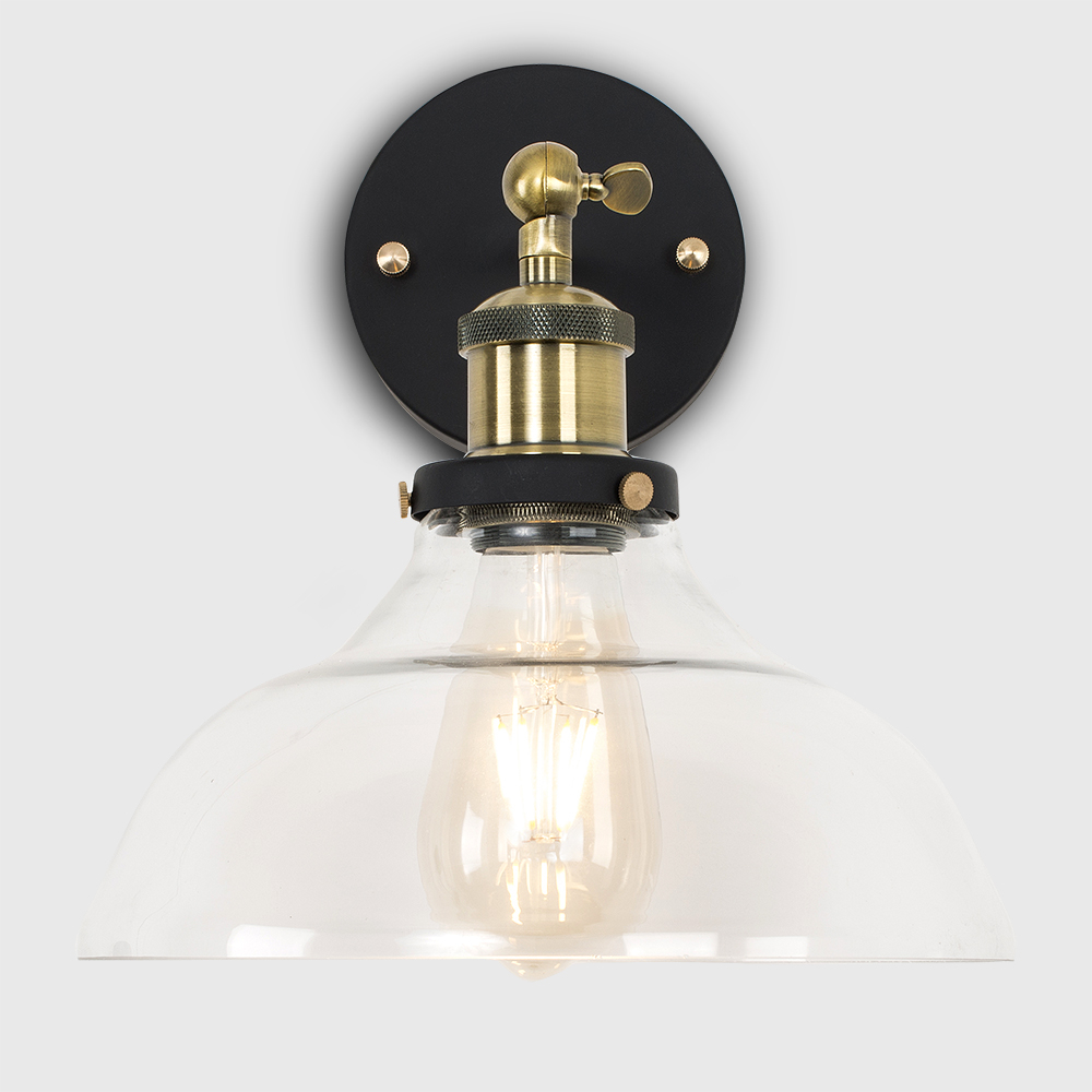 Wallace Steampunk Wall Light With Clear Glass Shade