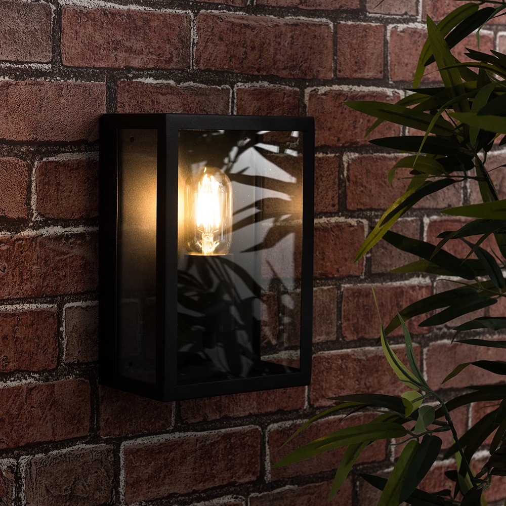 Tideswell Black Rectangular Outdoor Wall Light