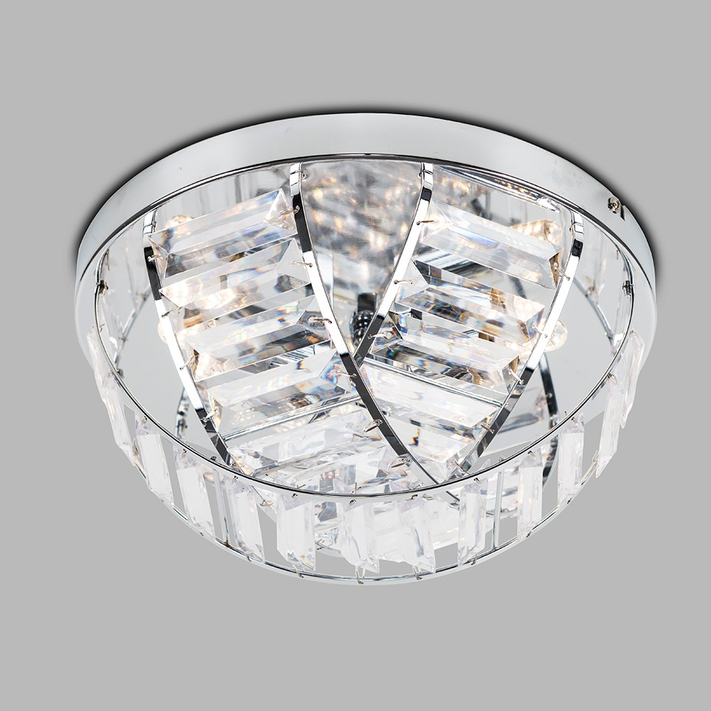 Hudson 3 Way Crystal Flush Ceiling Light