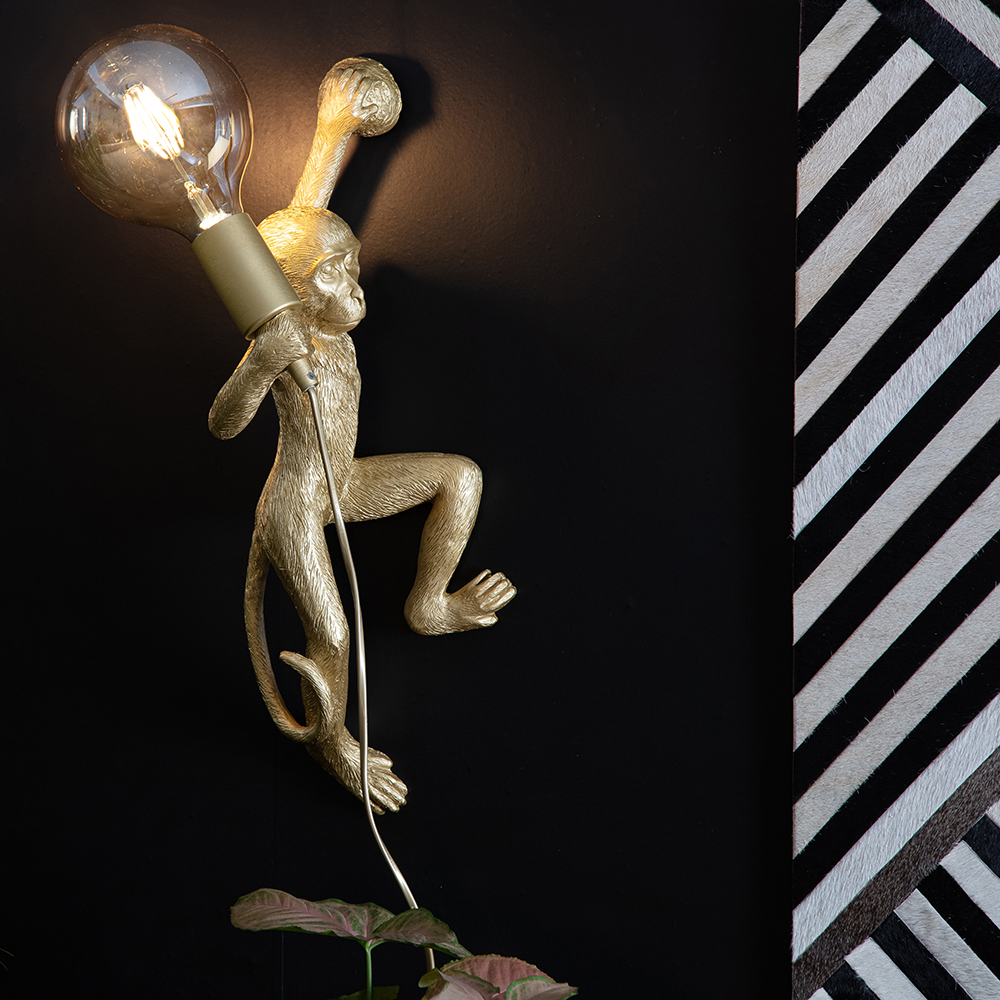 George Monkey Wall Light In Gold