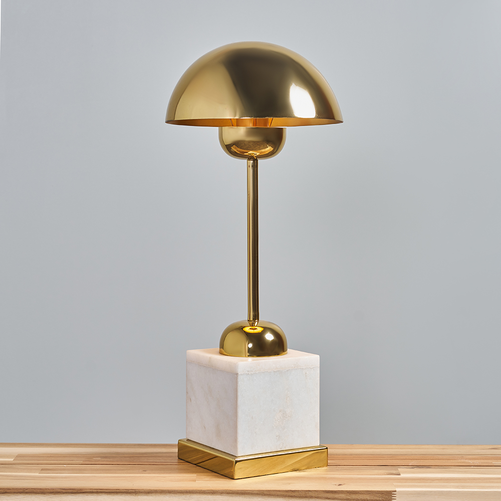 Ortiz Brass Table Lamp with White Marble Base