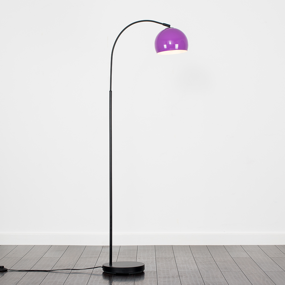 Curva Floor Lamp In Black With Purple Shade