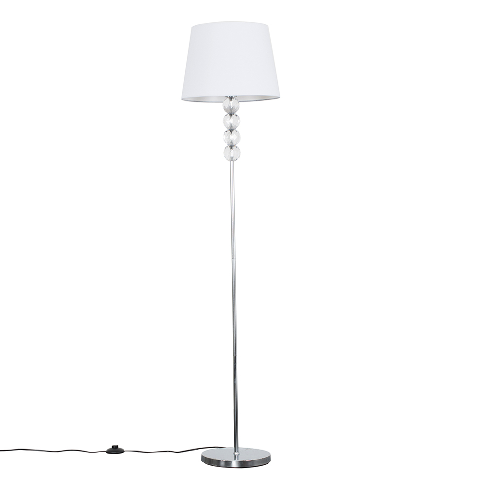 Eleanor Chrome Floor Lamp With White Aspen Shade