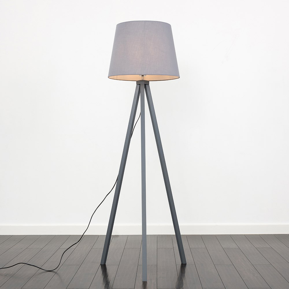 Barbro Grey Tripod Floor Lamp With Xl Grey Shade