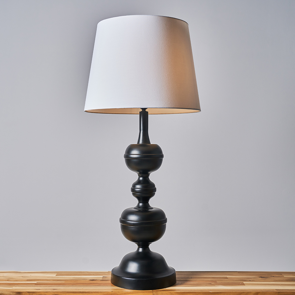 Gracie Matt Black Table Lamp with XL White Aspen Shade