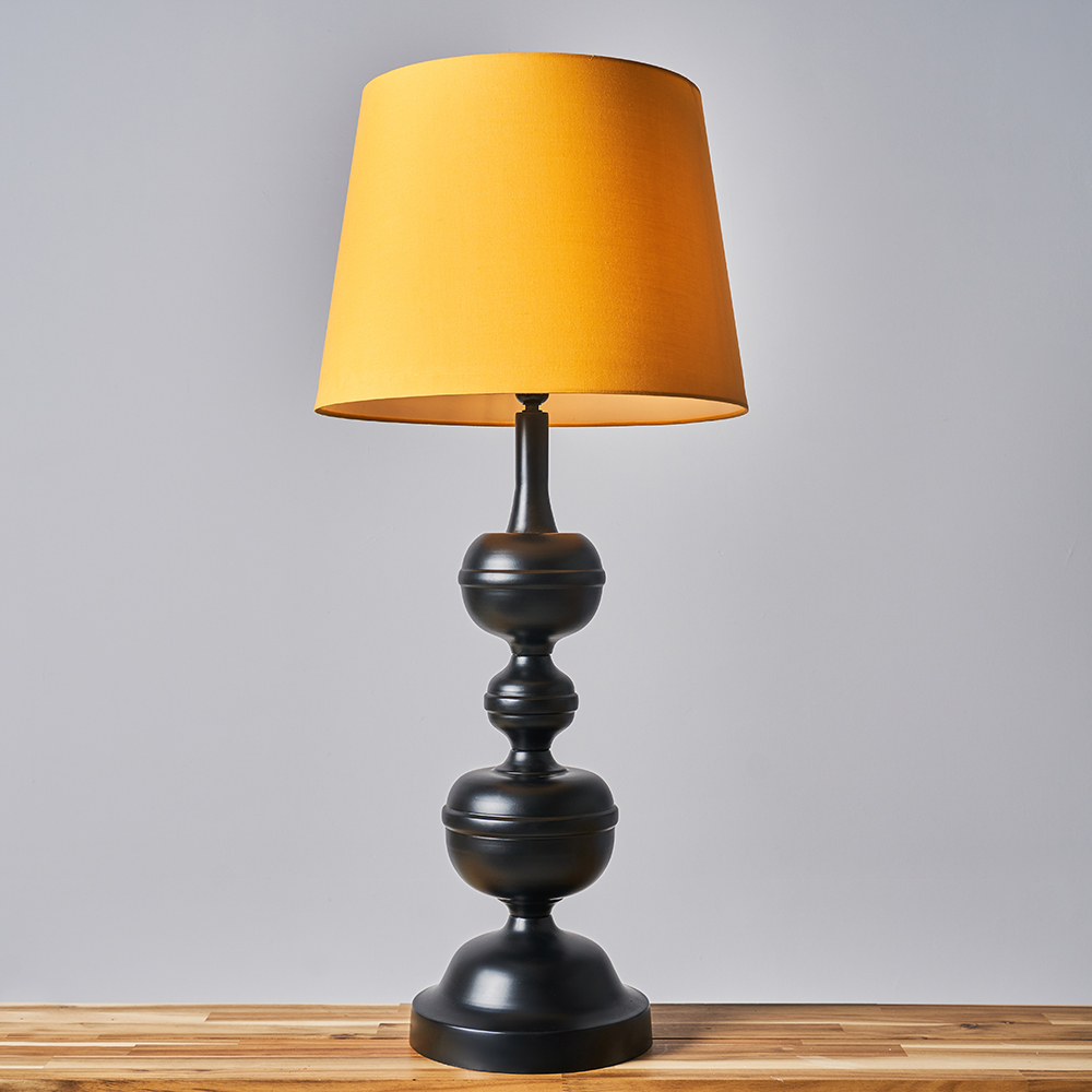 Gracie Matt Black Table Lamp with XL Mustard Aspen Shade