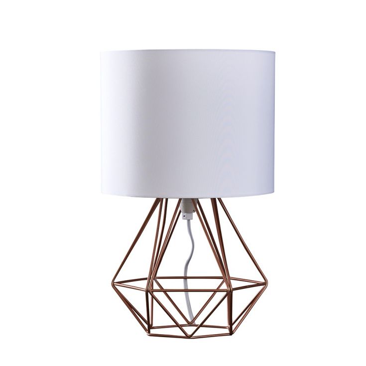 Angus Copper Geometric Table Lamp With, Angus Geometric Table Lamp With Black Shade
