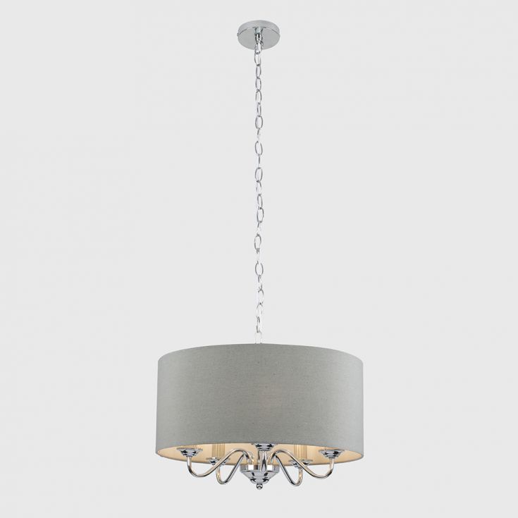 Chrome Ceiling Light Grey Shade, Chandelier With Shade Ceiling Light