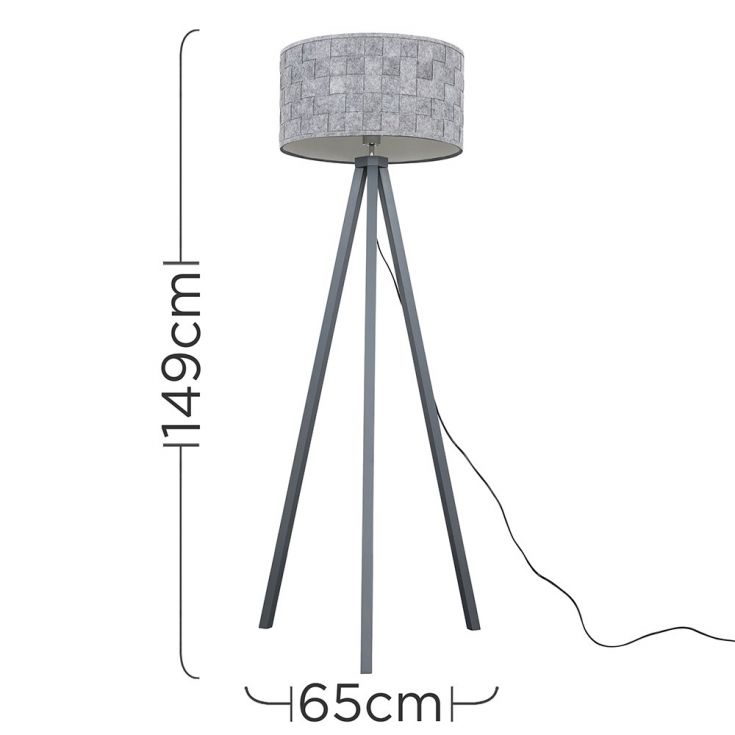 Grey Tripod Floor Lamp Monza Shade, Black Tripod Floor Lamp With Grey Shade
