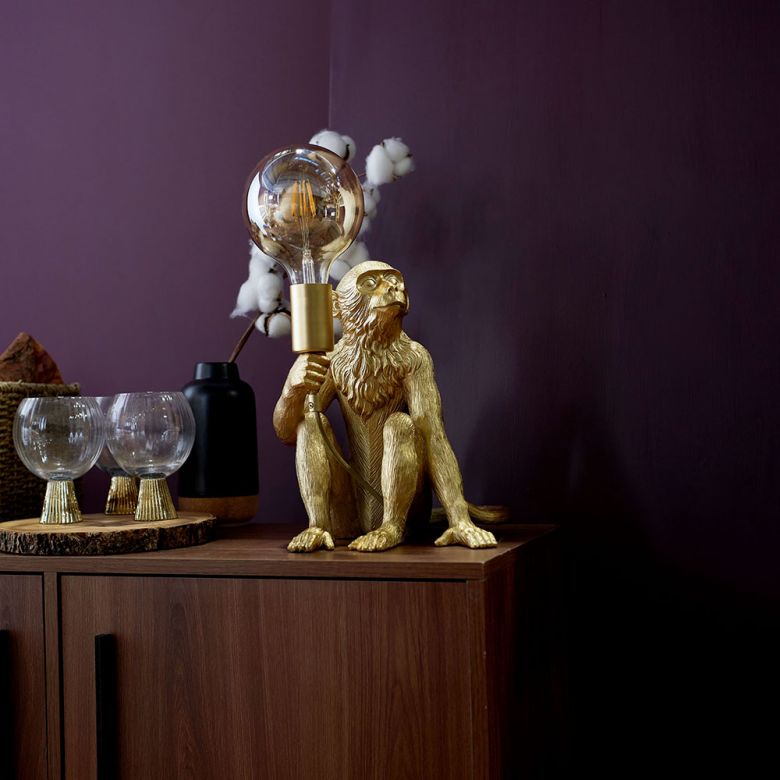 George Monkey Table Lamp In Metallic Gold, Small Pig Table Lamps Uk