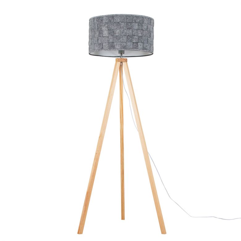 Barbro Tripod Floor Lamp Xl Grey Monza, Barbro Painted Grey Wood Tripod Floor Lamp With Xl Shade