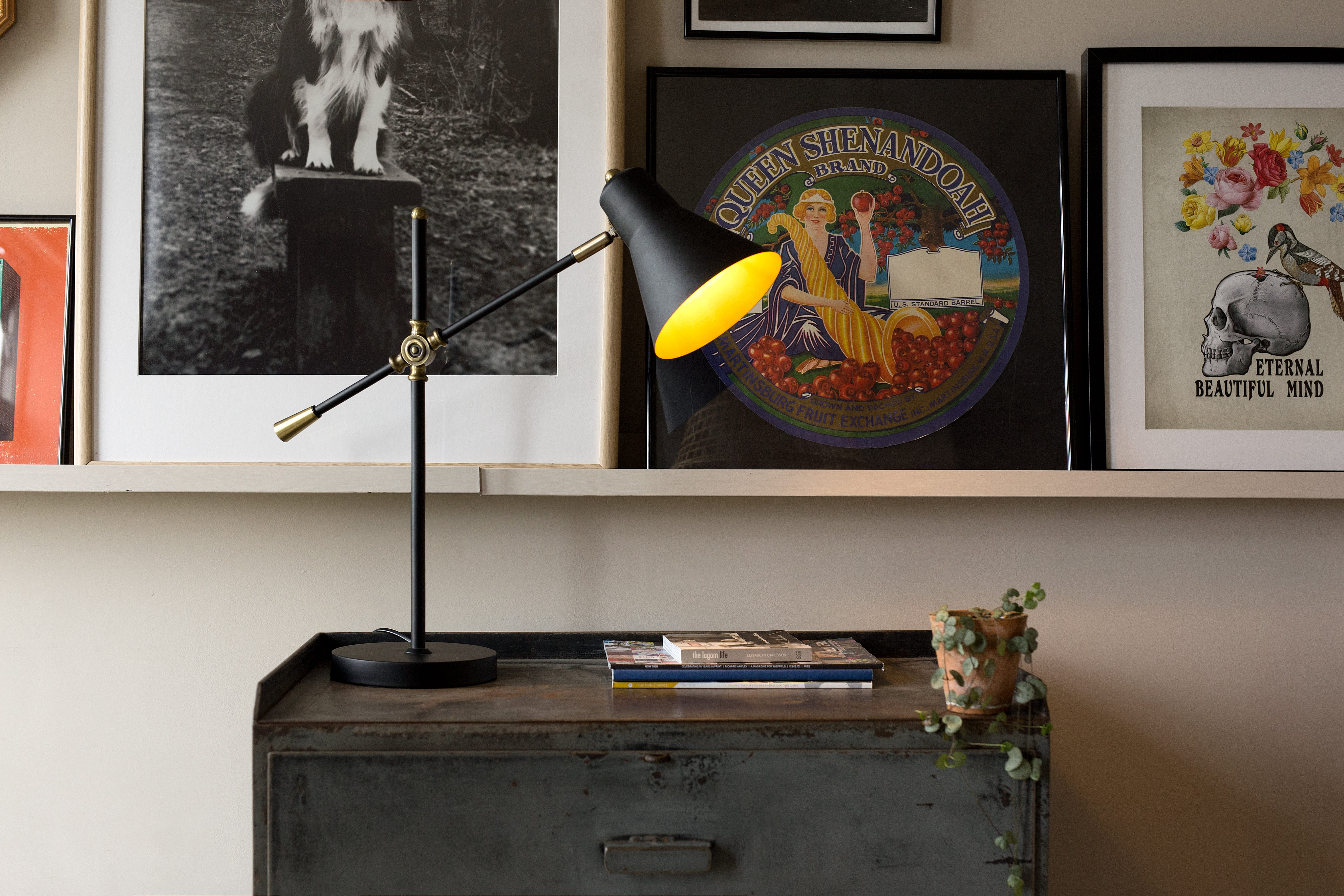 Metal Cabinet and Hock Table Lamp