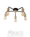 Flush ceiling light in black and gold